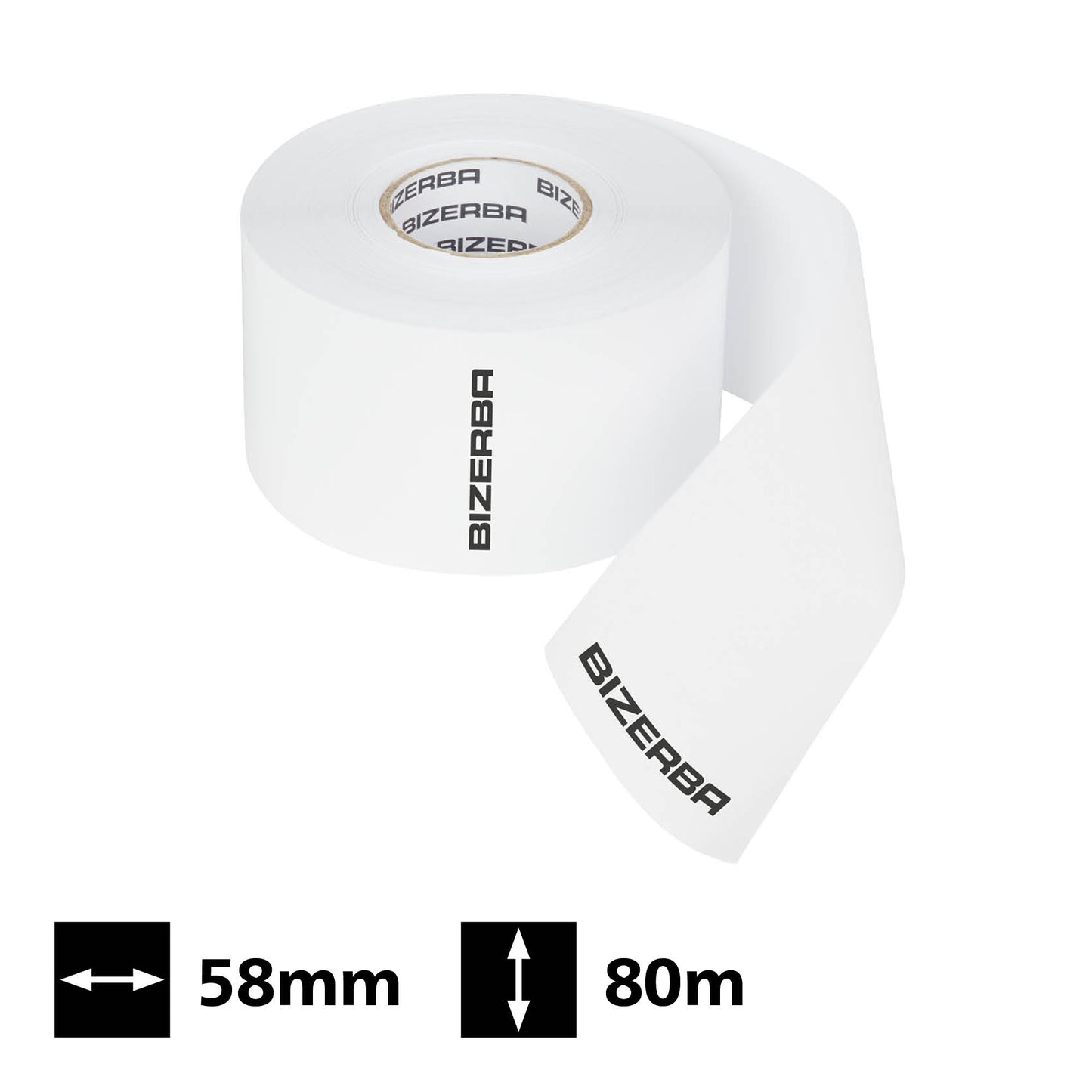Bizerba Linerless Permanent Labels, box of 30 rolls, 58mm x 80m (W x L) Bizerba Material No. 4020000000209