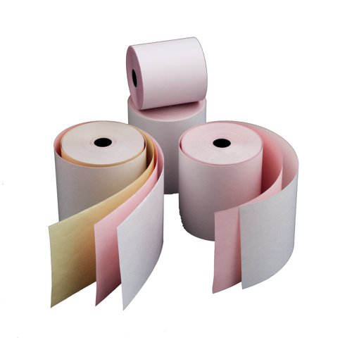 Impact-Papierrollen 76 x 70 mm, 3-lagig (Weiß + Rosa + Gelb)