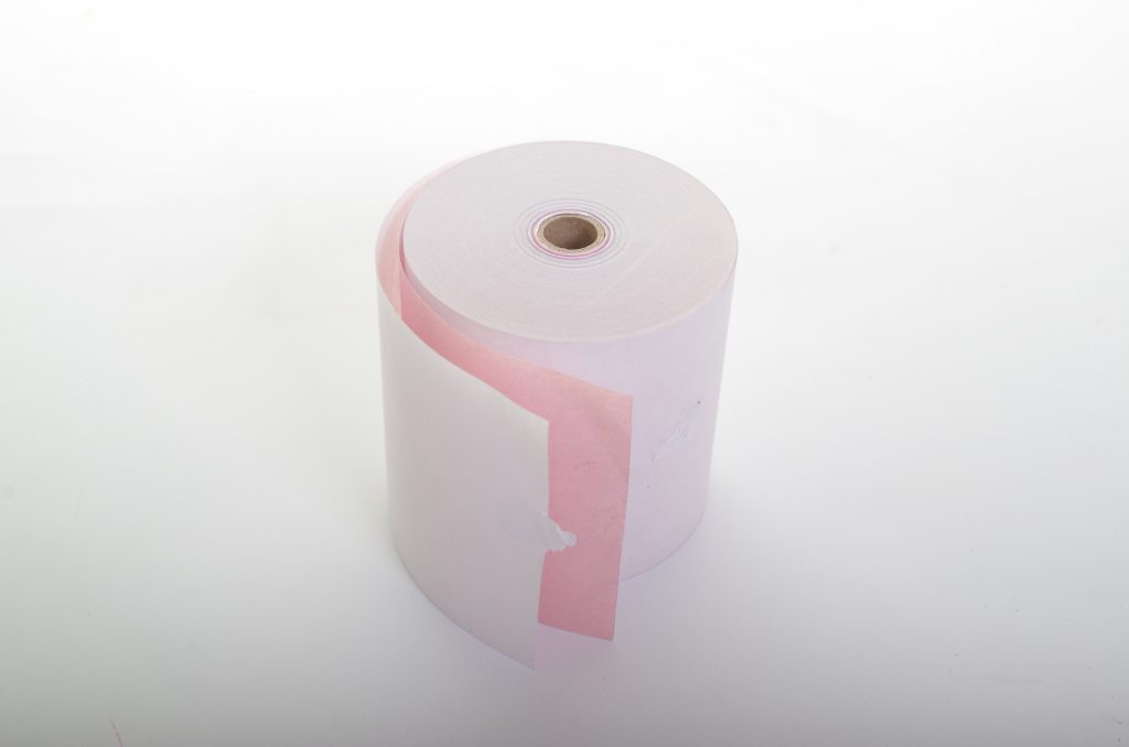 Kassenrollen 76 x 70 mm, 2-lagig (weiß + rosa)