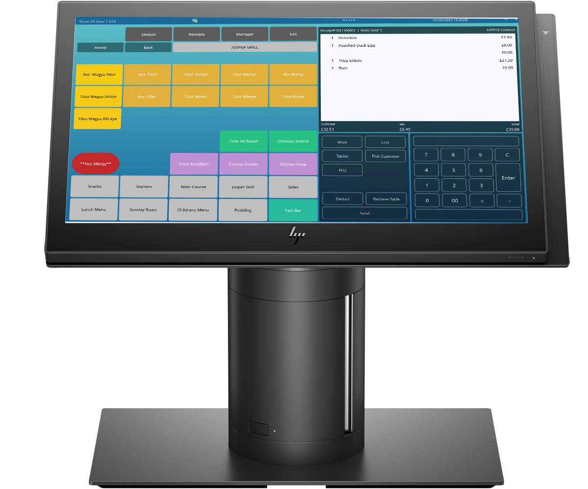 MYPOS Connect POS user interface on HP Engage One